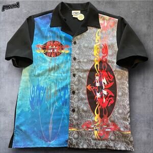 Vtg WD Sportswear Shirt L Liquid Chinese Print Skater 90s*